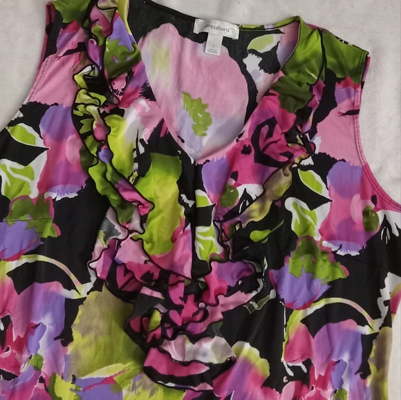 5 for $10 Dressbarn Large Floral Print Ruffle V-Neck Sleeveless Top size Large - Picture 4 of 5